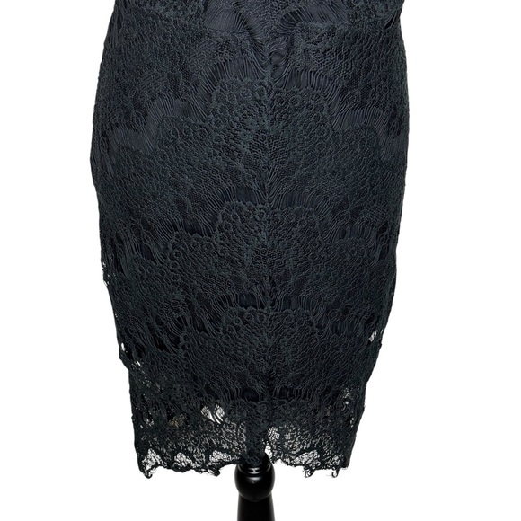 Free People Intimately Black Peekaboo Eyelash Lace Hi-Low Bodycon Lace Dress M - Picture 8 of 16